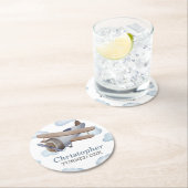 Blauwe  vliegdag ronde kartonnen onderzetter (Insitu)