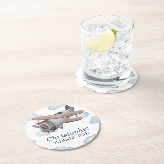 Blauwe  vliegdag ronde kartonnen onderzetter (Insitu)