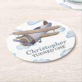 Blauwe  vliegdag ronde kartonnen onderzetter (Gebogen)