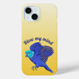 Blauwe Vliegende Papegaai Gele Grafiek iPhone 15 Case
