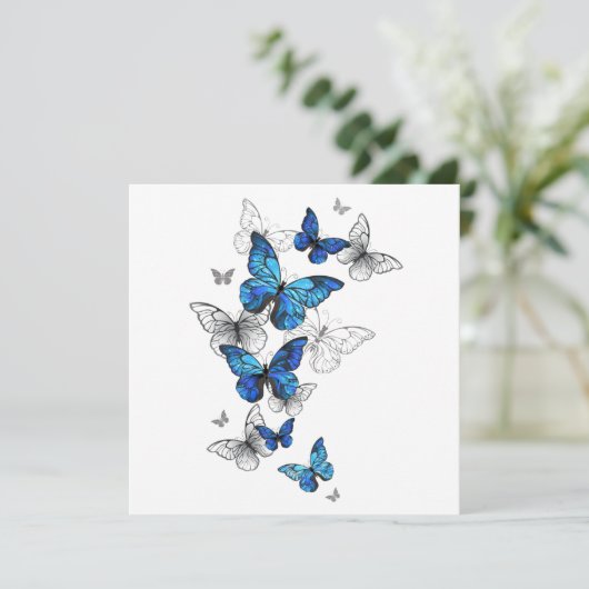 Blauwe Vliegende Vlinders Morpho Aankondiging (Staand voorkant)