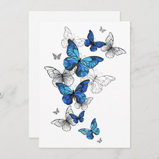 Blauwe Vliegende Vlinders Morpho Advieskaart (Voorkant / Achterkant)