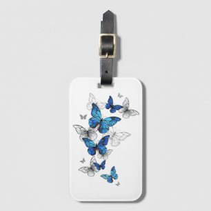 Blauwe Vliegende Vlinders Morpho Bagagelabel