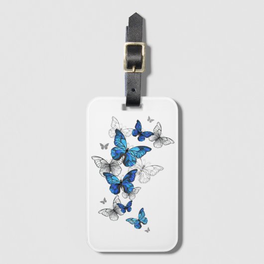 Blauwe Vliegende Vlinders Morpho Bagagelabel (Voorkant (verticaal))