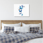 Blauwe Vliegende Vlinders Morpho Canvas Afdruk (Insitu (Slaapkamer))