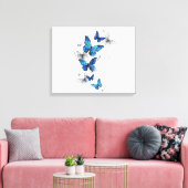 Blauwe Vliegende Vlinders Morpho Canvas Afdruk (Insitu (Woonkamer))