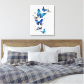 Blauwe Vliegende Vlinders Morpho Canvas Afdruk (Insitu (Slaapkamer))
