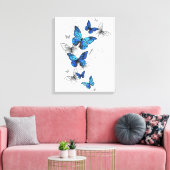 Blauwe Vliegende Vlinders Morpho Canvas Afdruk (Insitu (Woonkamer))