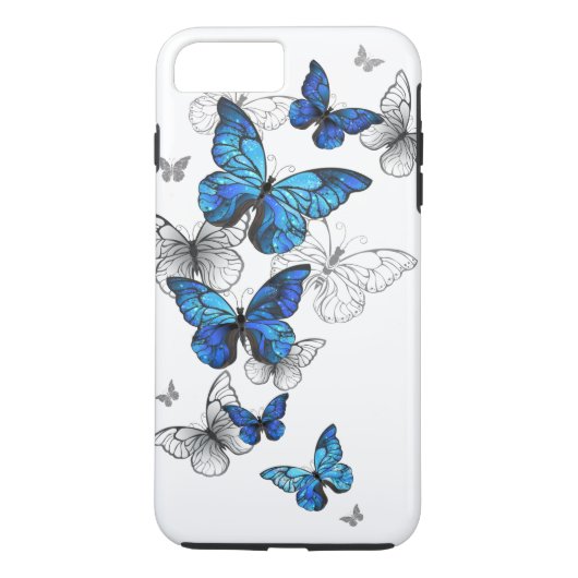 Blauwe Vliegende Vlinders Morpho Case-Mate iPhone Case (Achterkant)