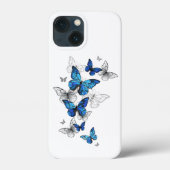 Blauwe Vliegende Vlinders Morpho Case-Mate iPhone Case (Achterkant)