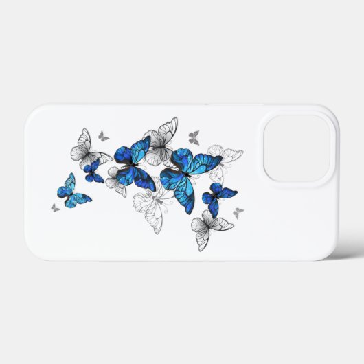 Blauwe Vliegende Vlinders Morpho Case-Mate iPhone Case (Achterkant (horizontaal))