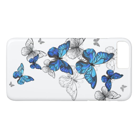 Blauwe Vliegende Vlinders Morpho Case-Mate iPhone Case (Achterkant (Horizontaal))