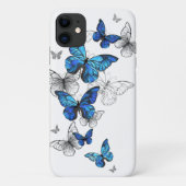 Blauwe Vliegende Vlinders Morpho Case-Mate iPhone Case (Achterkant)