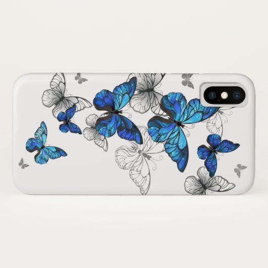 Blauwe Vliegende Vlinders Morpho Case-Mate iPhone Case (Achterkant (horizontaal))