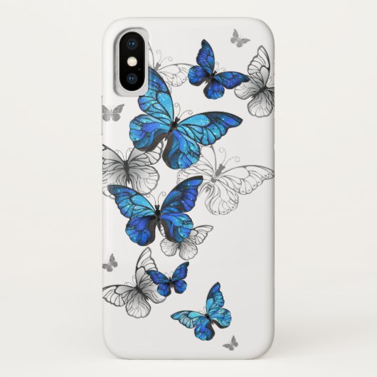 Blauwe Vliegende Vlinders Morpho Case-Mate iPhone Case (Achterkant)