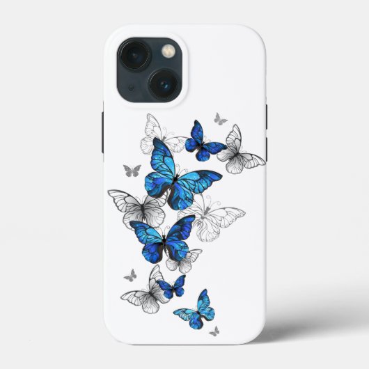 Blauwe Vliegende Vlinders Morpho Case-Mate iPhone Case (Achterkant)