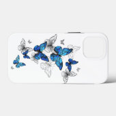 Blauwe Vliegende Vlinders Morpho Case-Mate iPhone Case (Achterkant (horizontaal))