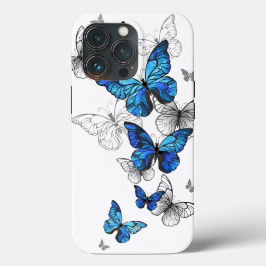 Blauwe Vliegende Vlinders Morpho Case-Mate iPhone Case (Achterkant)