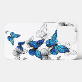 Blauwe Vliegende Vlinders Morpho Case-Mate iPhone Case (Achterkant (horizontaal))