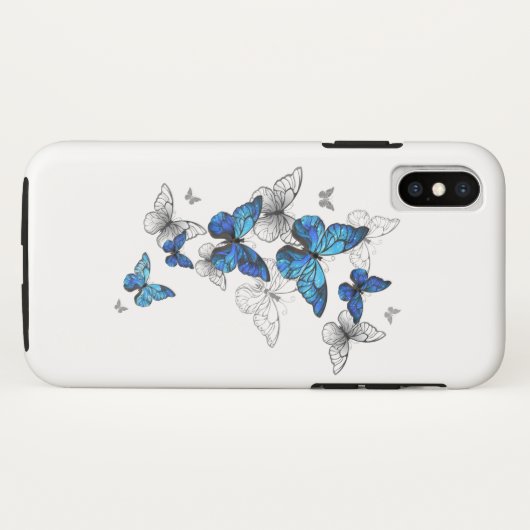 Blauwe Vliegende Vlinders Morpho Case-Mate iPhone Case (Achterkant (horizontaal))