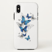Blauwe Vliegende Vlinders Morpho Case-Mate iPhone Case (Achterkant)
