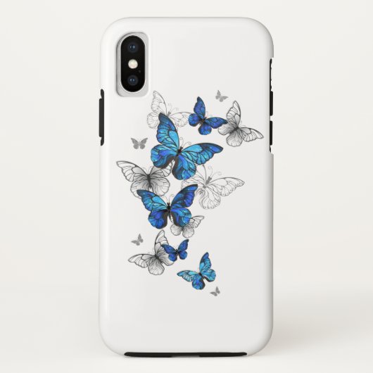 Blauwe Vliegende Vlinders Morpho Case-Mate iPhone Case (Achterkant)