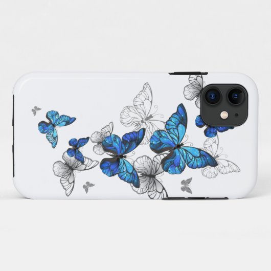 Blauwe Vliegende Vlinders Morpho Case-Mate iPhone Case (Achterkant (horizontaal))