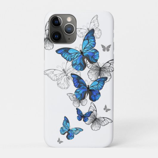 Blauwe Vliegende Vlinders Morpho Case-Mate iPhone Case (Achterkant)