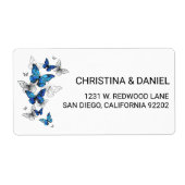 Blauwe Vliegende Vlinders Morpho Etiket (Voorkant)