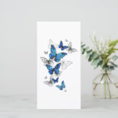 Blauwe Vliegende Vlinders Morpho Feestdagenkaart (Staand voorkant)