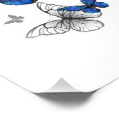 Blauwe Vliegende Vlinders Morpho Foto Afdruk (Hoek)