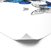 Blauwe Vliegende Vlinders Morpho Foto Afdruk (Hoek)