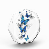 Blauwe Vliegende Vlinders Morpho Fotoblokken (Links)