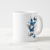 Blauwe Vliegende Vlinders Morpho Grote Koffiekop (Voorkant rechts)