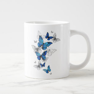 Blauwe Vliegende Vlinders Morpho Grote Koffiekop