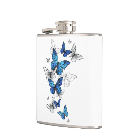 Blauwe Vliegende Vlinders Morpho Heupfles (Links)