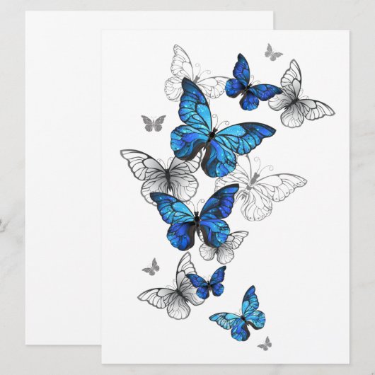 Blauwe Vliegende Vlinders Morpho Kaart (Voorkant / Achterkant)