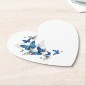 Blauwe Vliegende Vlinders Morpho Kartonnen Onderzetters (Gekanteld)