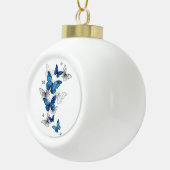 Blauwe Vliegende Vlinders Morpho Keramische Bal Ornament (Rechts)