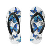 Blauwe Vliegende Vlinders Morpho Kinder Teenslippers (Voetbed)