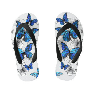 Blauwe Vliegende Vlinders Morpho Kinder Teenslippers
