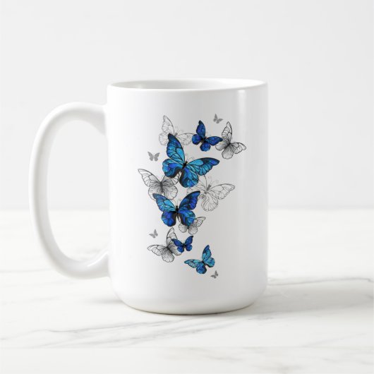 Blauwe Vliegende Vlinders Morpho Koffiemok (Links)