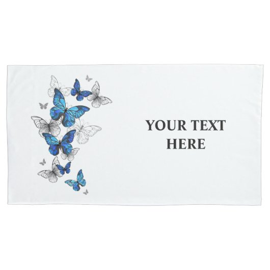 Blauwe Vliegende Vlinders Morpho Kussensloop (Voorkant)