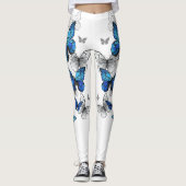 Blauwe Vliegende Vlinders Morpho Leggings (Voorkant)