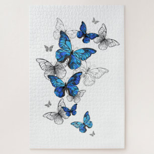 Blauwe Vliegende Vlinders Morpho Legpuzzel
