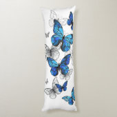 Blauwe Vliegende Vlinders Morpho Lichaamskussen (Achterkant (Verticaal))