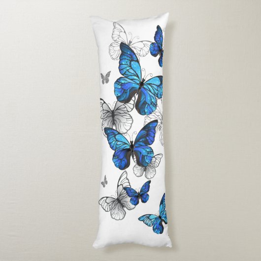 Blauwe Vliegende Vlinders Morpho Lichaamskussen (Achterkant (Verticaal))