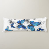 Blauwe Vliegende Vlinders Morpho Lichaamskussen (Voorkant)