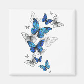 Blauwe Vliegende Vlinders Morpho Magneet (Voorkant)