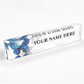 Blauwe Vliegende Vlinders Morpho Naambordje